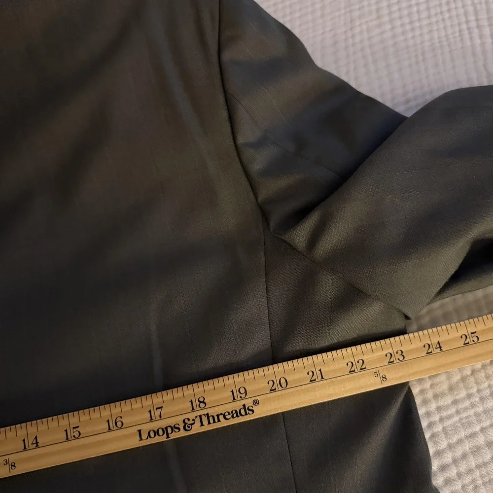 Andre‎ Vachon Suit Jacket Mens 46 Gray Pinstripe Wool Blend Double Breasted USA
